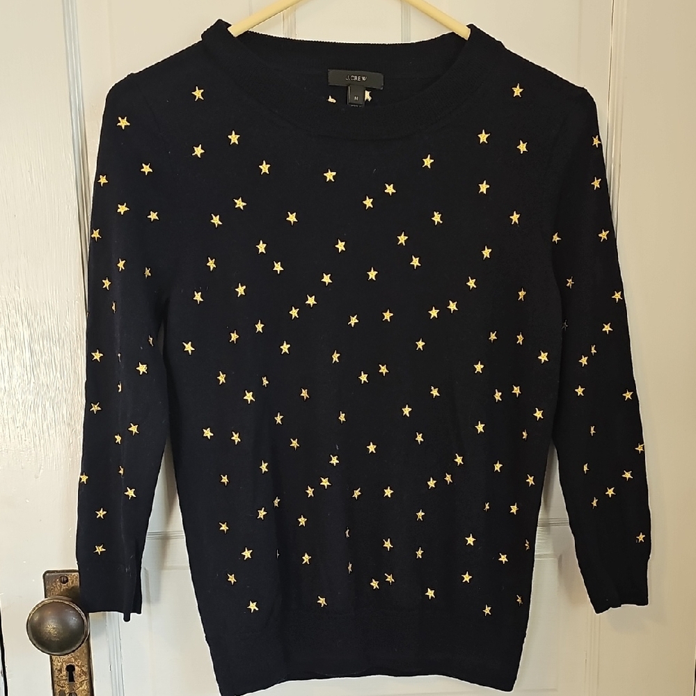 J. Crew Midnight Sweater with Golden Stars